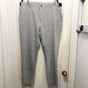 Zara Plaid Trousers Pants Size XL Light Gray